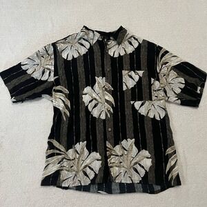 PURITAN Mens L Vintage Hawaiian Shirt Beach Palms Tropical Short Sleeve Vacation